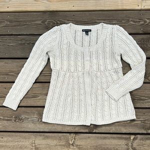 white crochet knit cardigan